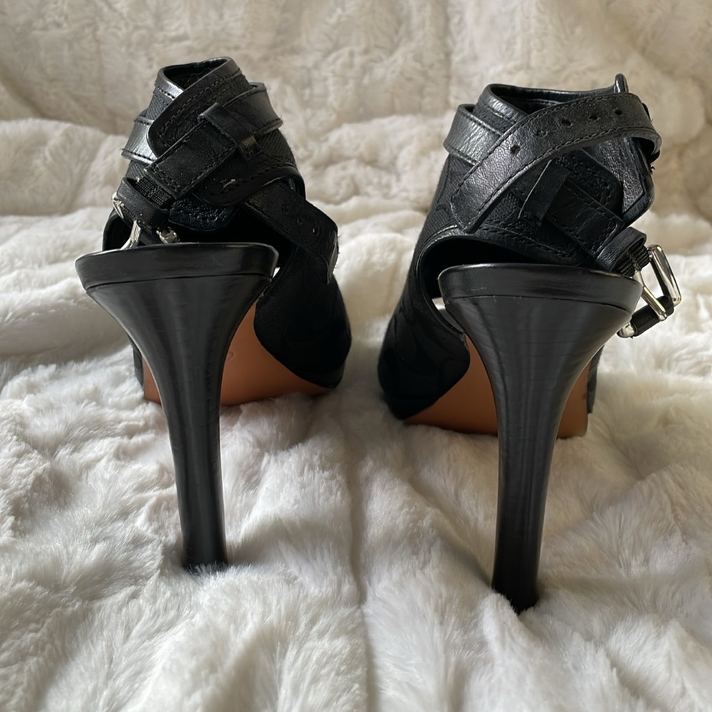 COACH BRANDI SLINGBACK PEEP TOE BOOTIE HEELS - Picture 5 of 11